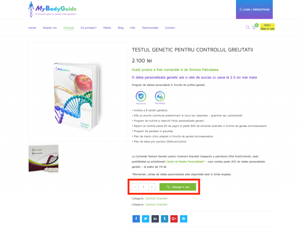 Adaugare produse in cos